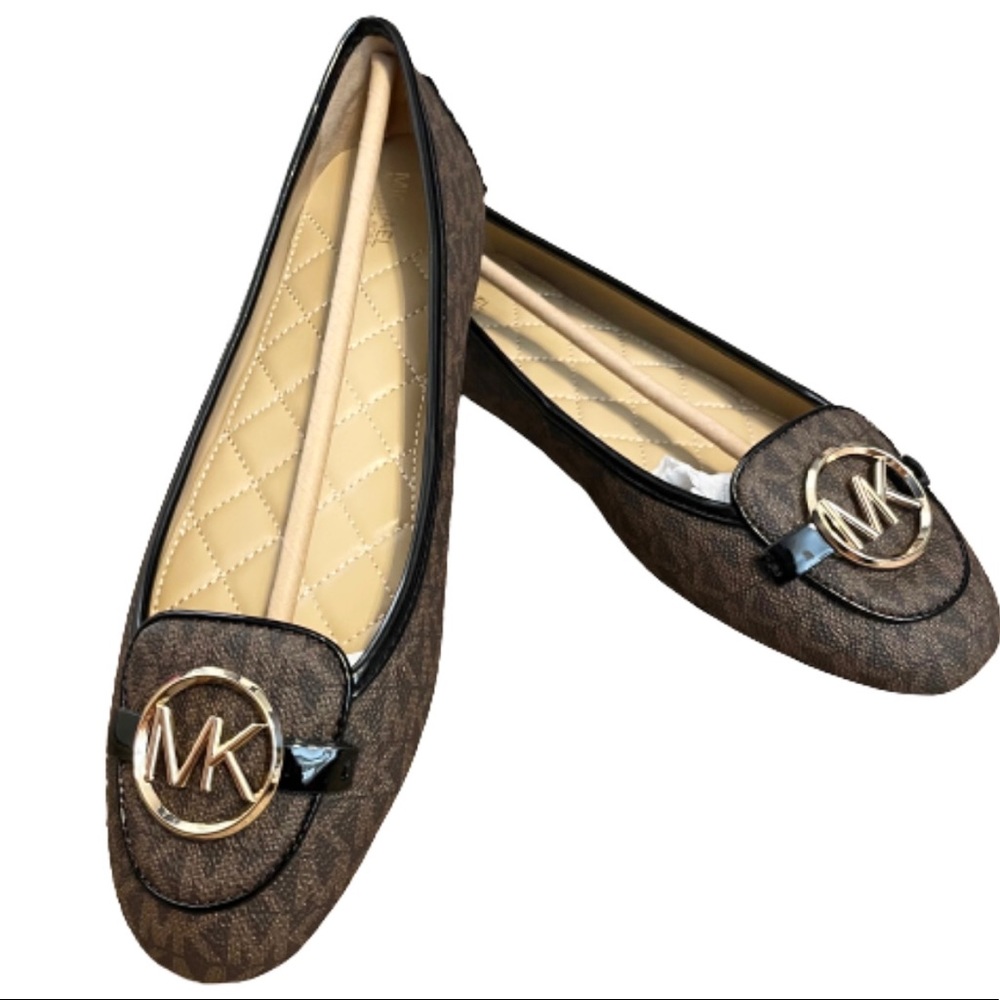 MICHAEL KORS Lillie Logo Moccasin black & brown flat 9.5